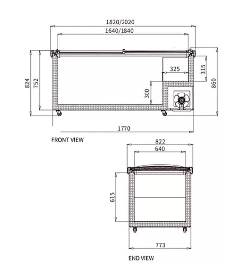 Supermarket Island Freezer – Snow Village SD/SC-2000RS Wide Edition (810L)