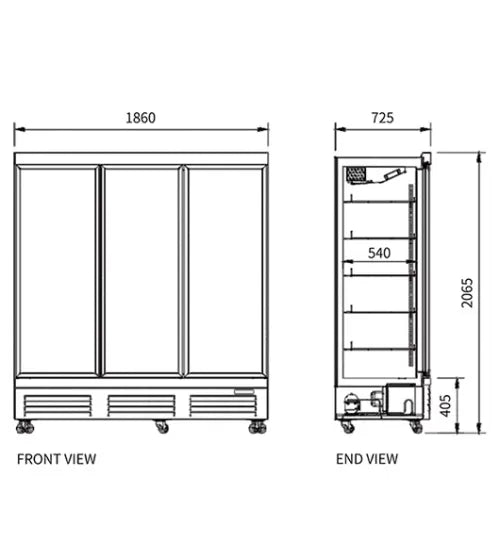 Triple Glass Door Display Fridge – Snow Village LC-1860FX (1685L)