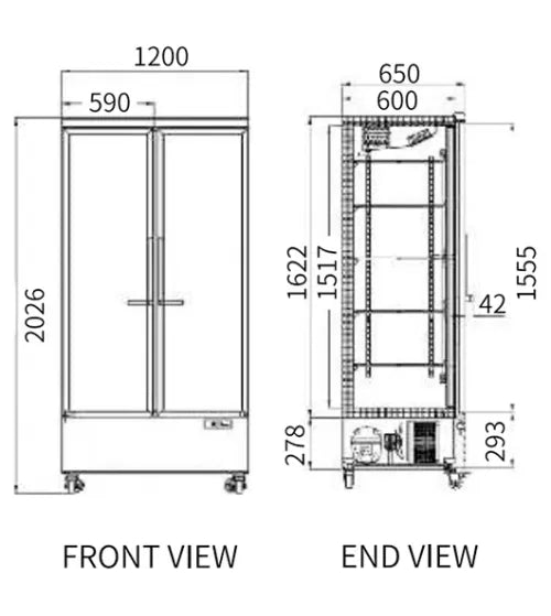 Double Glass Door Display Fridge – Snow Village LC-1200FXC (875L)
