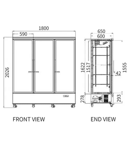 Triple Glass Door Display Fridge – Snow Village LC-1800FX (1348L)