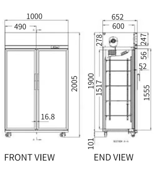 Double Glass Door Upright Display Fridge – Snow Village LC-1000FS (670L)