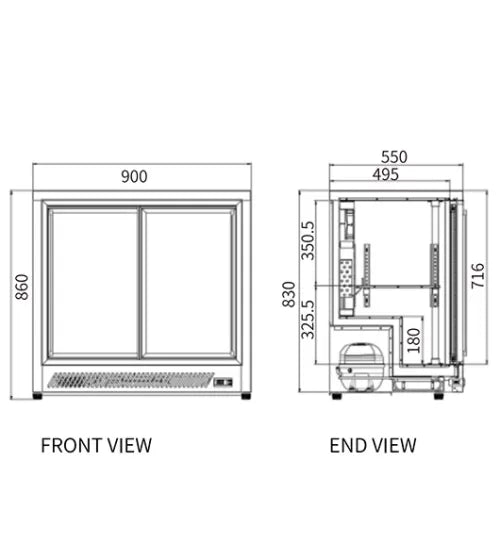 Under Bench Double Sliding Door Bar Cooler – Snow Village BT-900FYS/FY (188L)