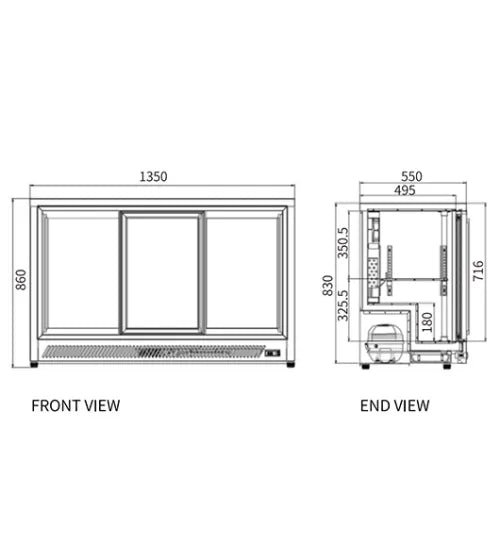 Under Bench Triple Door Bar Cooler – Snow Village BT-1350FS/F (290L)