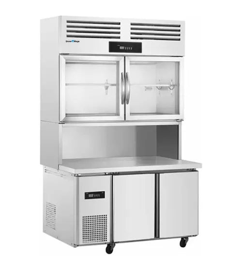 Stainless Steel Double Door Workbench Refrigerator – Snow Village PLRD-12N2B2