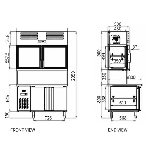 Stainless Steel Double Door Workbench Refrigerator – Snow Village PLRD-12N2B2