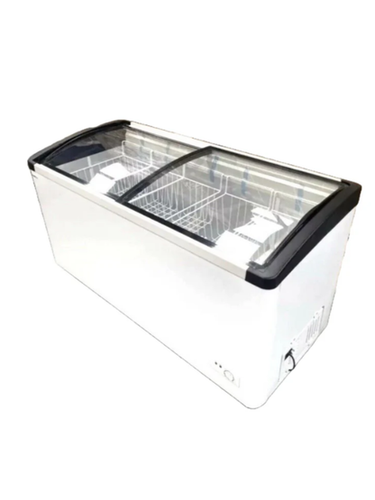 Eurotag Commercial Display Chest Freezer 610L Angle Top Curved Glass