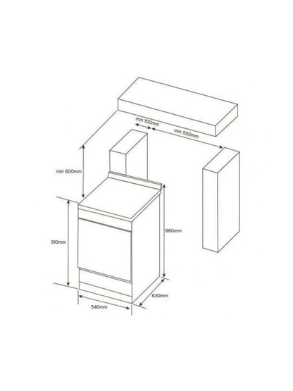 Euromaid 54cm Freestanding Gas Oven With Gas Cooktop White