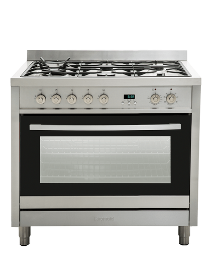 Euromaid 90cm Freestanding Electric Oven With Gas Cooktop Stainless Steel
