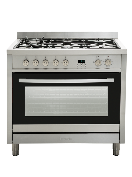 Euromaid 90cm Freestanding Electric Oven With Gas Cooktop Stainless Steel
