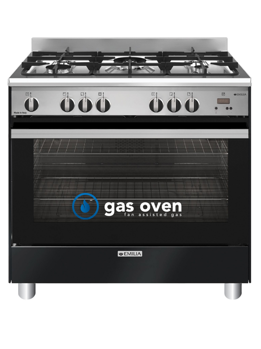 Emilia 90cm Matt Black Gas Oven