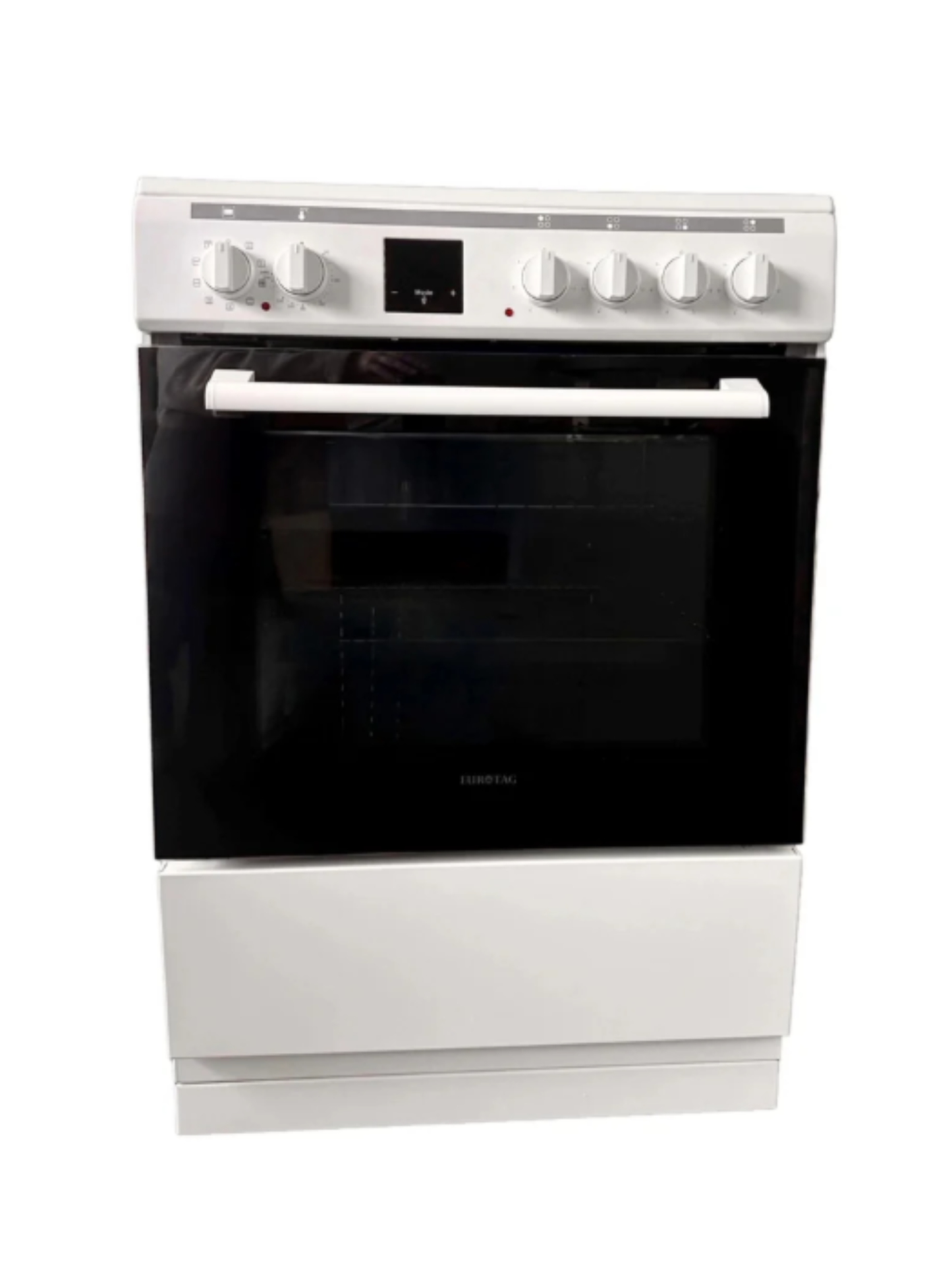 Eurotag 60cm Ceramic Cooktop White 9 Function Fully Electric Freestanding Cooker