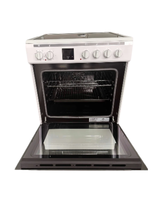 Eurotag 60cm Ceramic Cooktop White 9 Function Fully Electric Freestanding Cooker