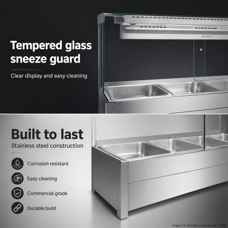 Bonvue Square Countertop Wet and Dry Bain Marie - BM14SC