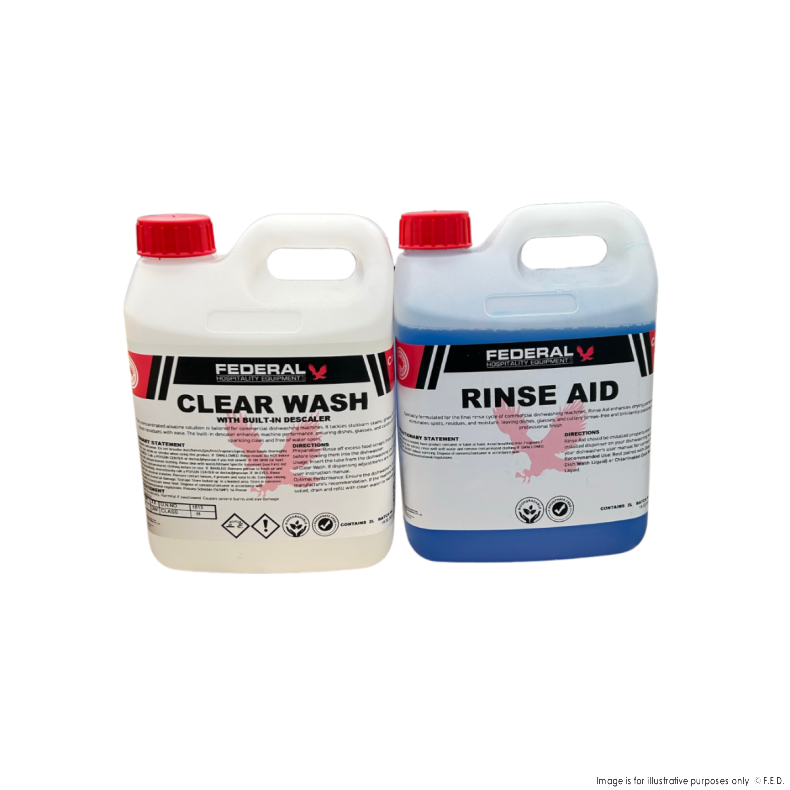 DISHWASHER CHEMICAL CLEANING PACK (Clear Wash 2L + Rinse Aid 2L) - DH-PACK