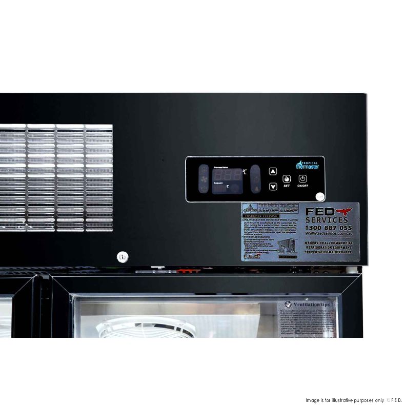 Thermaster Single glass door upright freezer black stainless steel - SUFG500B