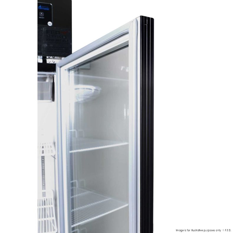 Thermaster Single glass door upright freezer black stainless steel - SUFG500B