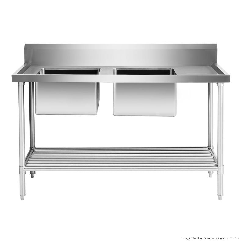 Double Left Sink Bench with Pot Undershelf DSB7-1500L/A