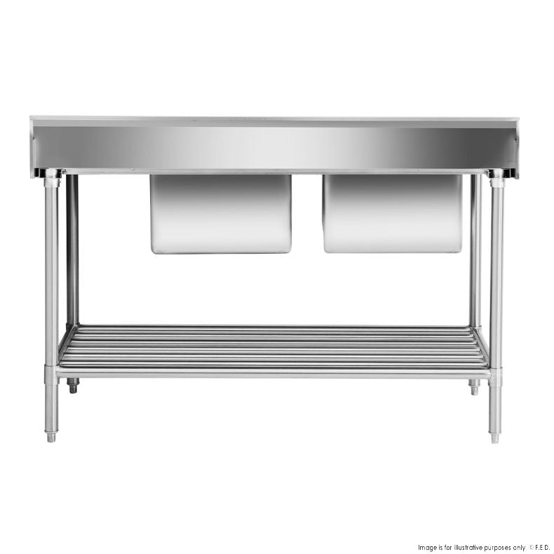 Double Left Sink Bench with Pot Undershelf DSB7-1500L/A