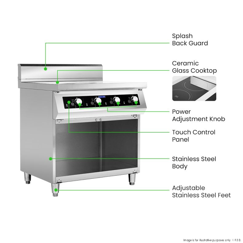 ElectMax 900 Series Induction 4 Burner Cooker with Splashback EIC9-800P