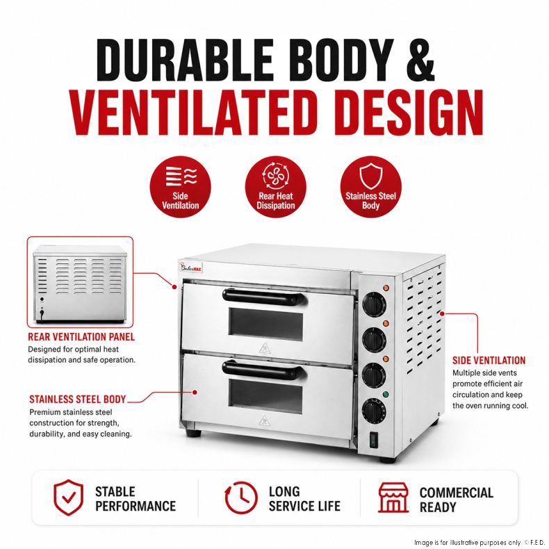 BakerMax Compact Countertop Double Deck Electric Pizza Oven - EP-2T