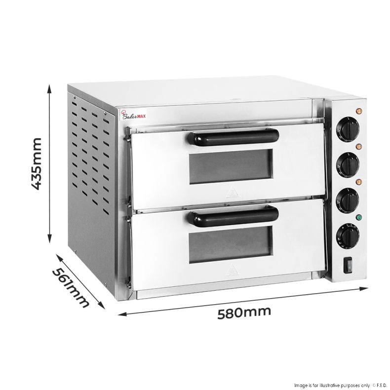 BakerMax Compact Countertop Double Deck Electric Pizza Oven EP-2T/15