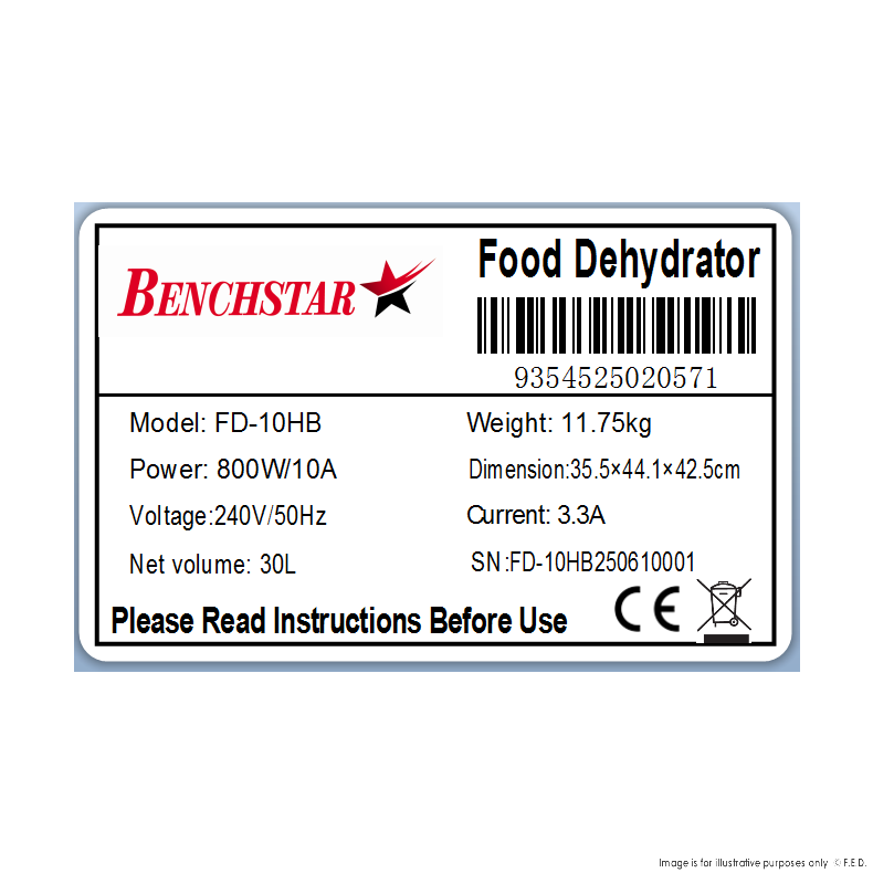 Benchstar Food Dehydrator with 10 trays – FD-10HB
