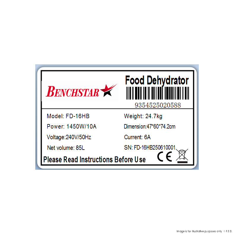 Benchstar Food Dehydrator with 16 trays – FD-16HB