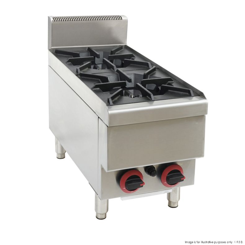 GASMAX Benchtop LPG 2 Burner Cooktop w/ Splashback - JUS-TR-2BLPG