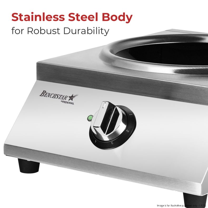 Benchstar Ceramic Induction Wok w/ Stainless Steel Body IW500