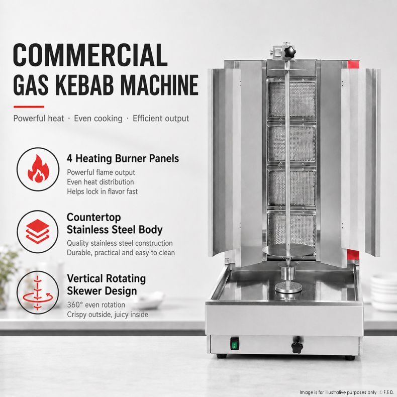 GasMax Semi-automatic 4 Burner NG Kebab Machine KB-4
