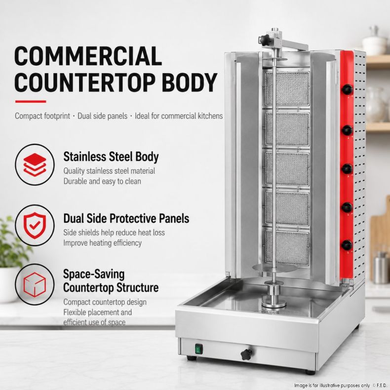Gasmax Semi-automatic 5 Burner NG Kebab Machine - KB-5