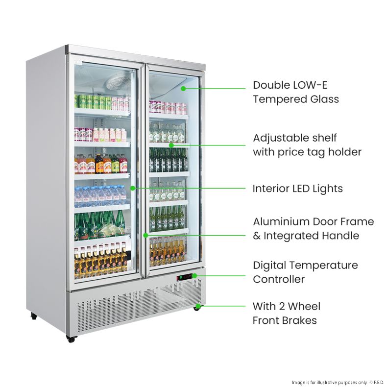 Thermaster Double Door Supermarket Fridge - LG-1000GBM