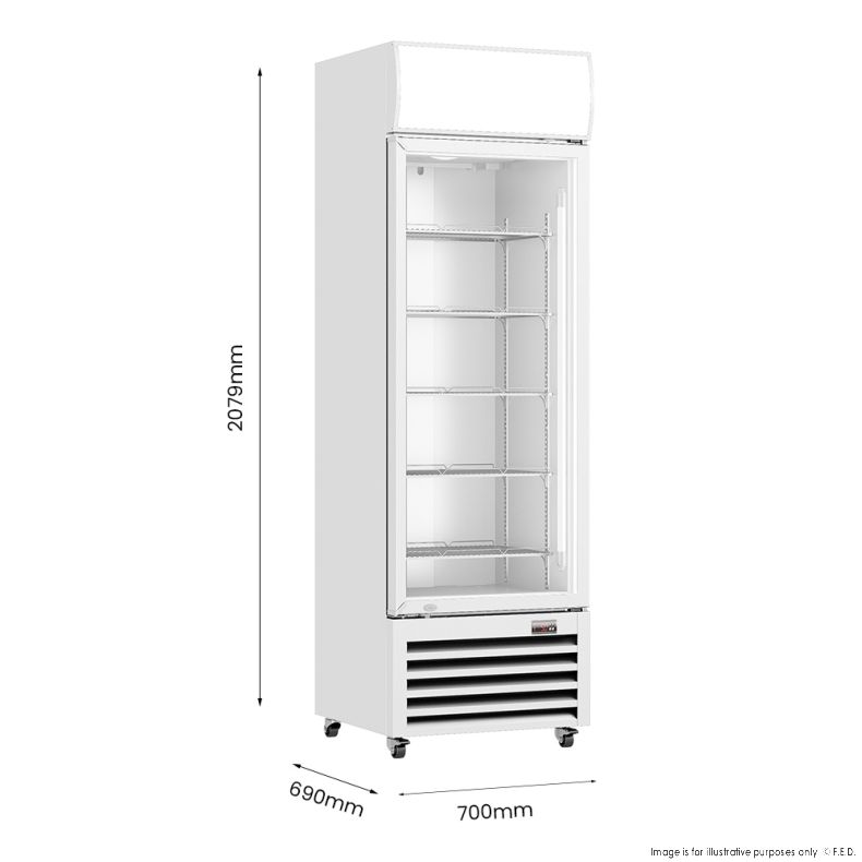 Thermaster Single Glass Door Colourbond Upright Drink Fridge White - LG-540P