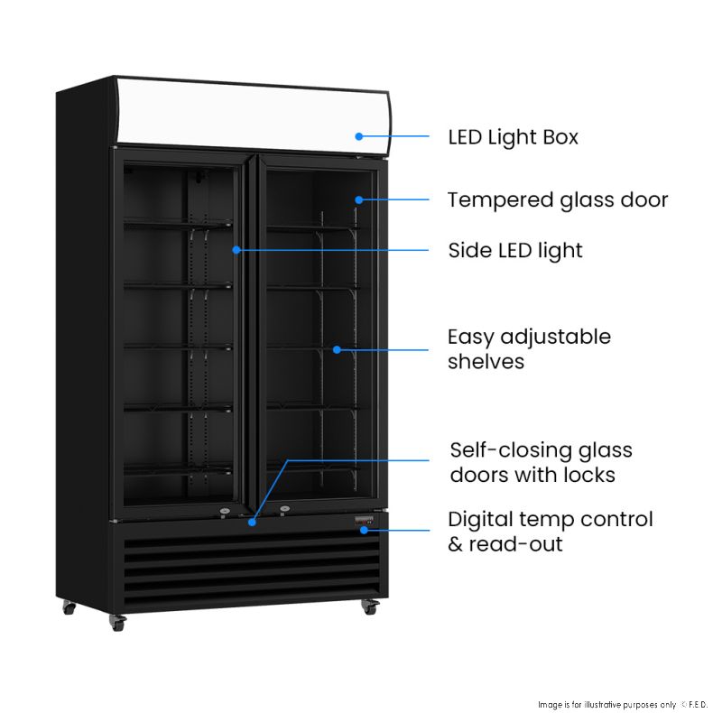 Thermaster Two Glass Door Colourbond Upright Drink Fridge - LG-730BP