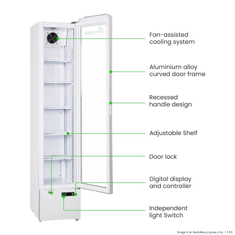 Thermaster SlimFit Upright Glass Door Beverage Fridge - LG166FA