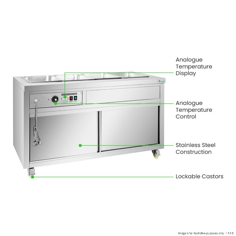 Thermaster Premium Wet and Dry Bain Marie Food Display 4x1/1 GN Pans PG150FE-XB