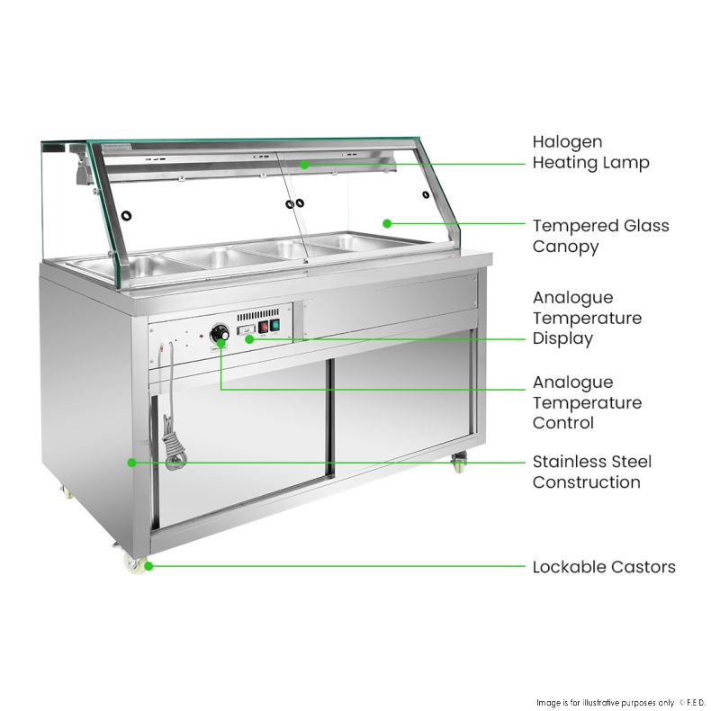 Thermaster Wet and Dry Bain Marie Display 4x1/1 GN Pans - PG150FE-XG