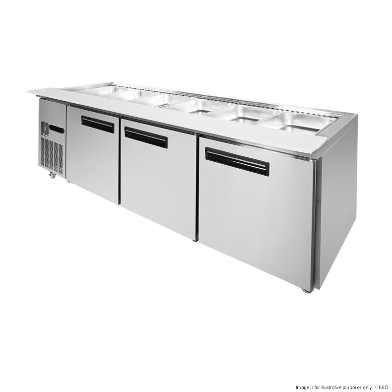 Thermaster Three Door Cold Bench Salad Station 6x1/1 GN Pans PG210FA-XB