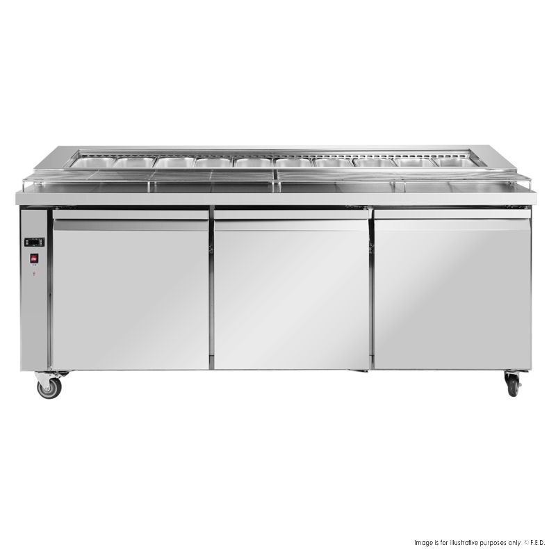 Thermaster Three door DELUXE Pizza Prep Bench - PWB200