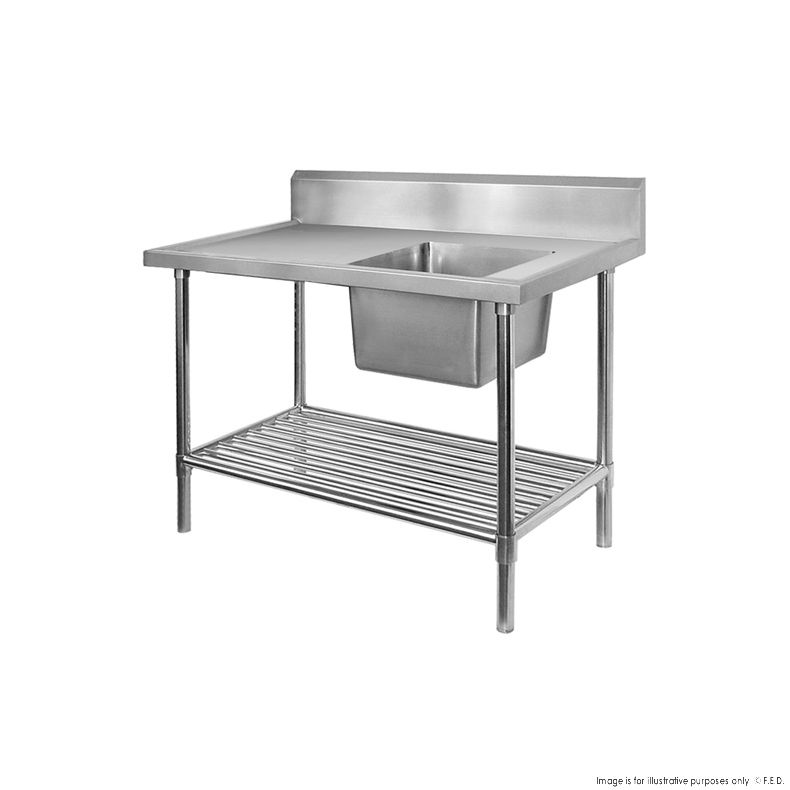 Single Right Sink Bench with Pot Undershelf SSB6-1500R/A