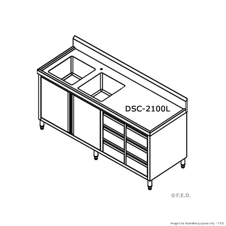 DSC-2100L-H KITCHEN TIDY CABINET WITH DOUBLE LEFT SINKS
