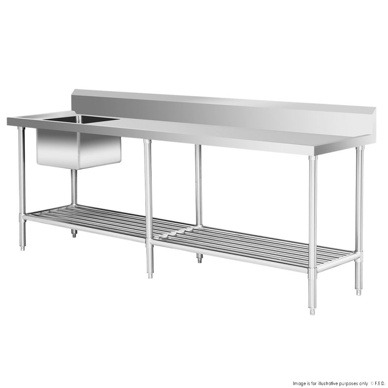 SSB6-2400L/A Single Left Sink Bench with Pot Undershelf