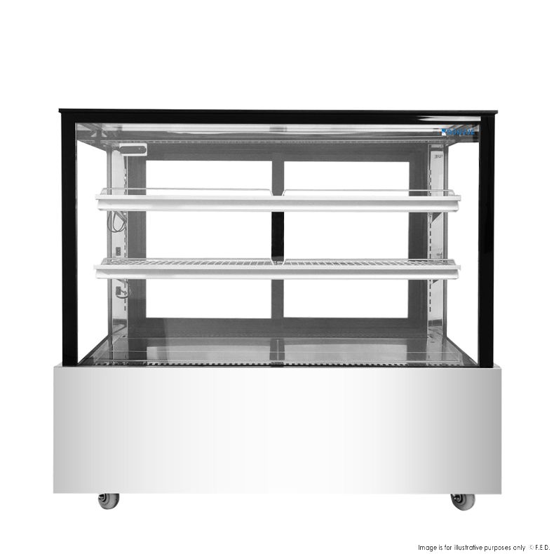 Bonvue Black Trim Square Glass Cake Display 2 Shelves - SSU120-2XB
