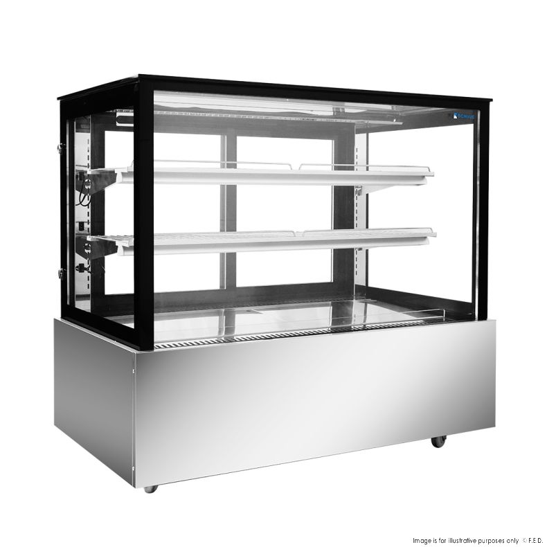 Bonvue Black Trim Square Glass Cake Display 2 Shelves - SSU120-2XB