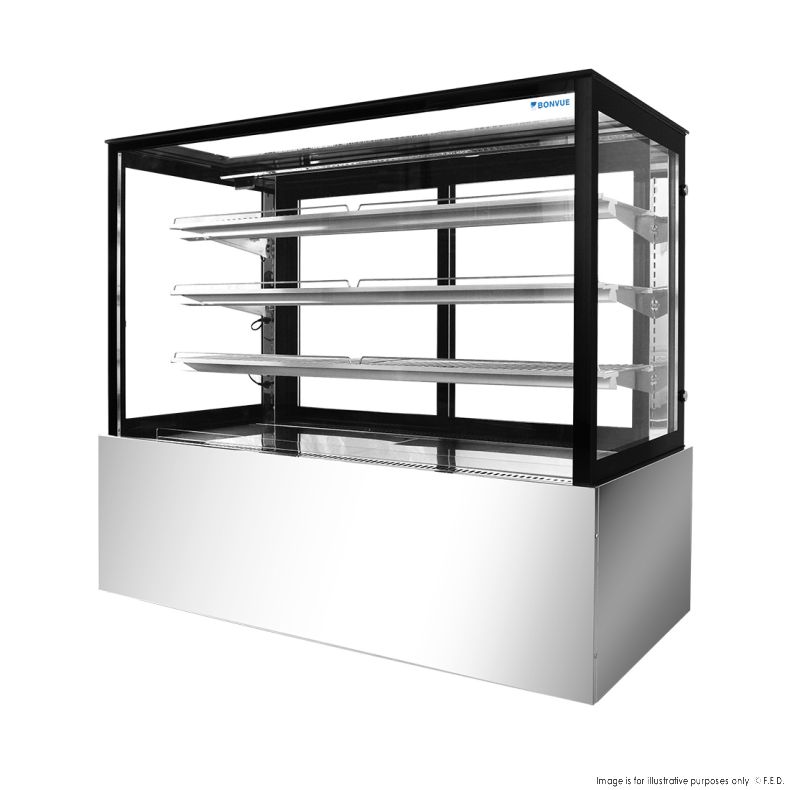 Bonvue Black Trim Square Glass Cake Display 2 Shelves - SSU120-2XB