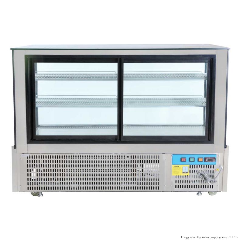 Bonvue Black Trim Square Glass Cake Display 2 Shelves - SSU150-2XB