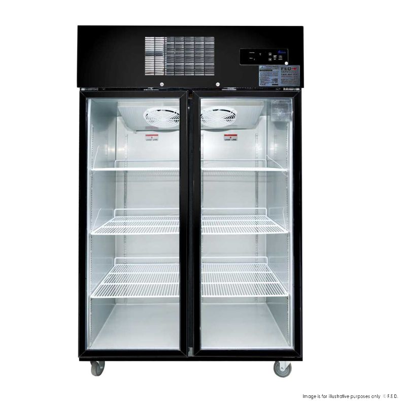 Thermaster Double Glass Door Black Stainless Steel Upright Freezer - SUFG1000B