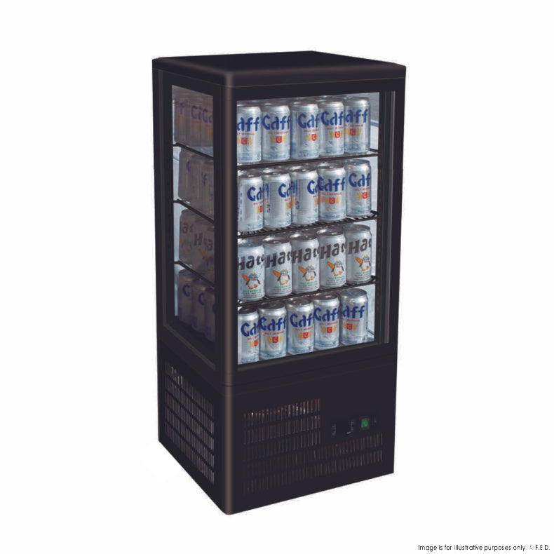 Thermaster Four-Sided Countertop Beverage Display Fridge Black - TCBD78B