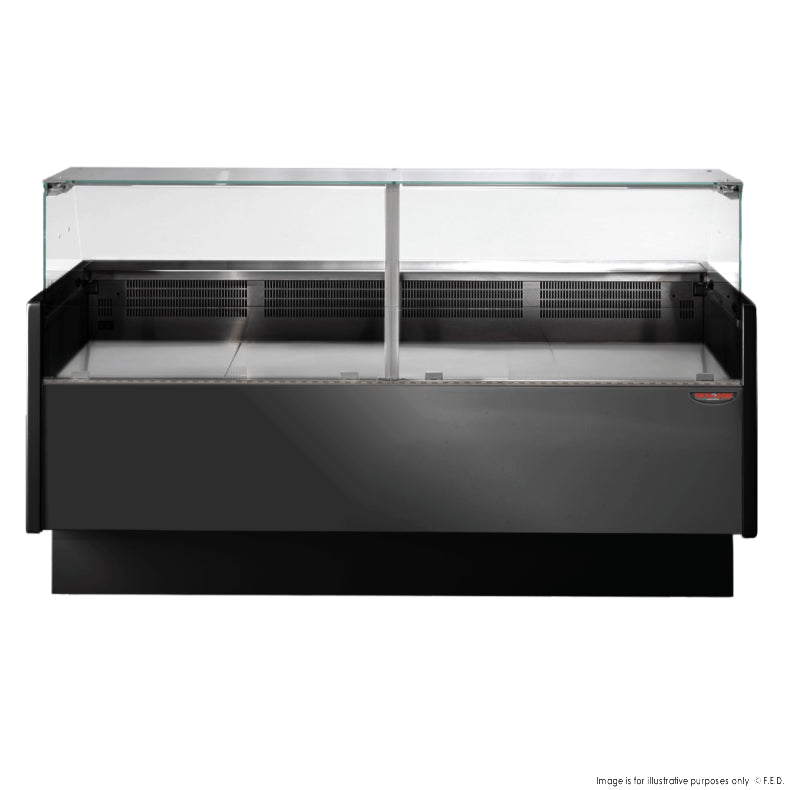 Tecnodom Serie MR80 Black 2480mm Wide Deli Display with Storage and Castors TDMR-0825B