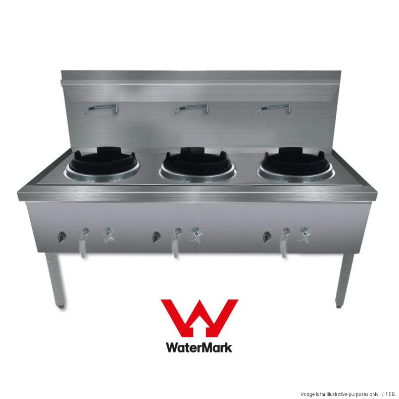 Gasmax Stainless Steel Waterless LPG Triple Wok Chimney Burner - WW-3LC